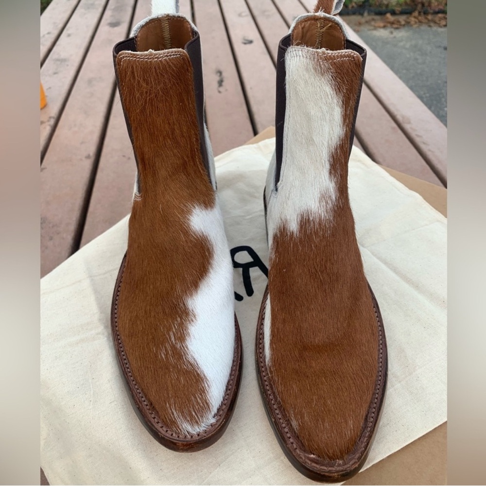 Ralph Lauren Double RL Brown and White Women's Hair on Hide Boots - Picture 2 of 10